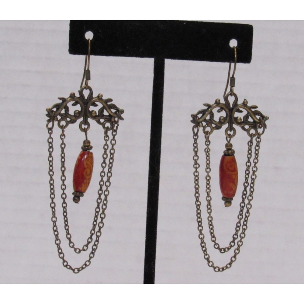 Vintage Pierced Dangle Chandelier Earrings Boho Chic Whimsical Fairycore Vamp